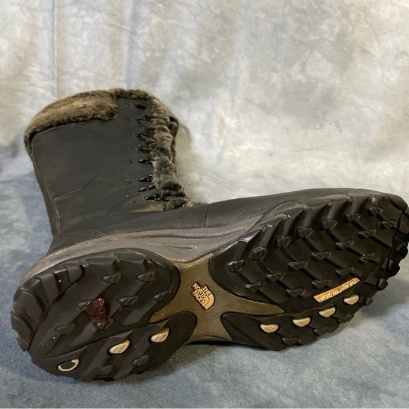 The North Face Tall Lace Up Leather Faux Fur Lined Black Women's Boots Sz 7.5 - Picture 5 of 8